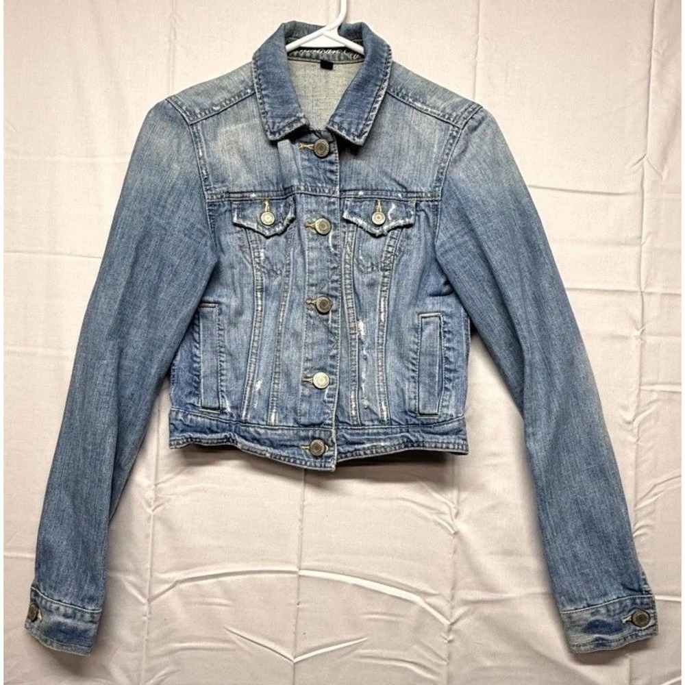 American Eagle Outfitters Jeans Jacket Womens Small Blue Button Front Cropped